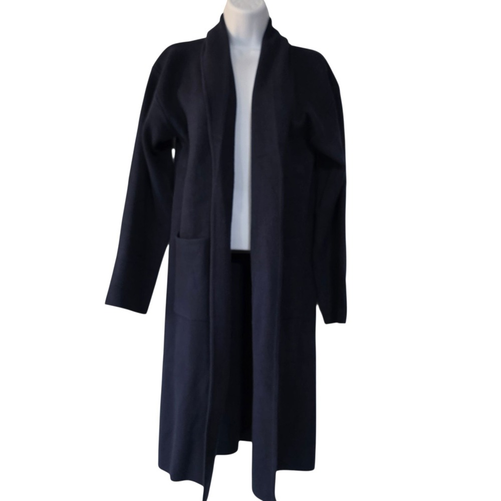 NWT ANRABESS Women's M Long Cardigan Open Front Knit Sweater Navy Blue Casual